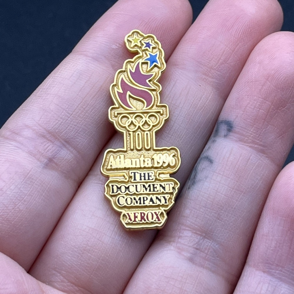 1996 Atlanta Summer Olympics Xerox The Document Company Sponsor Lapel Hat Pin
